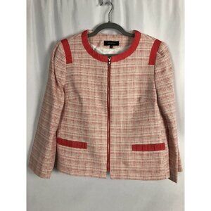 Jones New York Coral Blazer Size 12 Jacket Zip Front Career Linen Blend